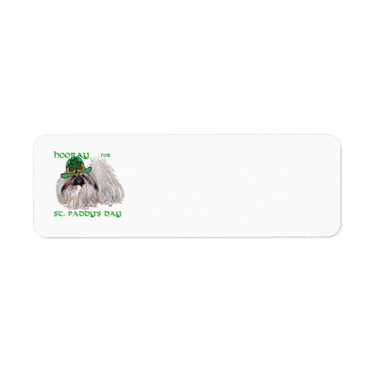 Pekingese St. Patrick-dag retouradreslabels Etiket (Voorkant)