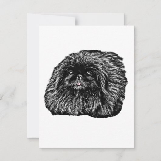 Pekingese Stationery - blanco kaart "Fuzz" Notitiekaartje (Voorkant)
