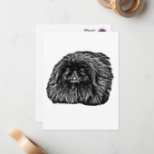 Pekingese Stationery - blanco kaart "Fuzz" Notitiekaartje (Voorkant / Achterkant in situ)