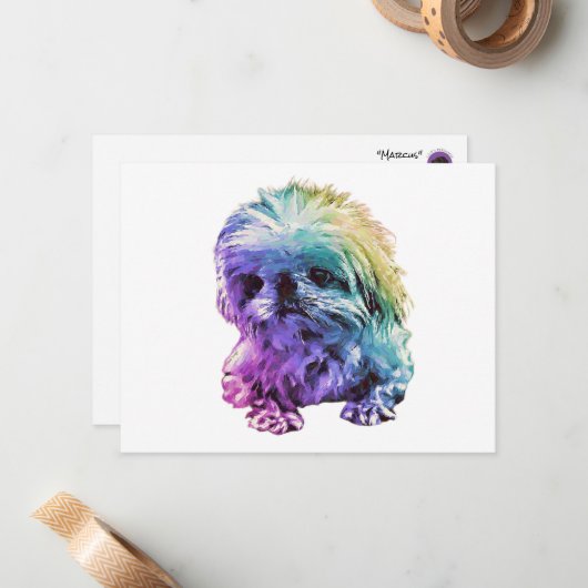 Pekingese Stationery - blanco kaart "Marcus" Notitiekaartje (Voorkant / Achterkant in situ)