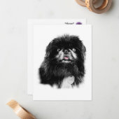 Pekingese Stationery - blanco kaart "Mork" Notitiekaartje (Voorkant / Achterkant in situ)