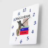 Pekingese Terug naar schoolklok Vierkante Klok (Hoek)