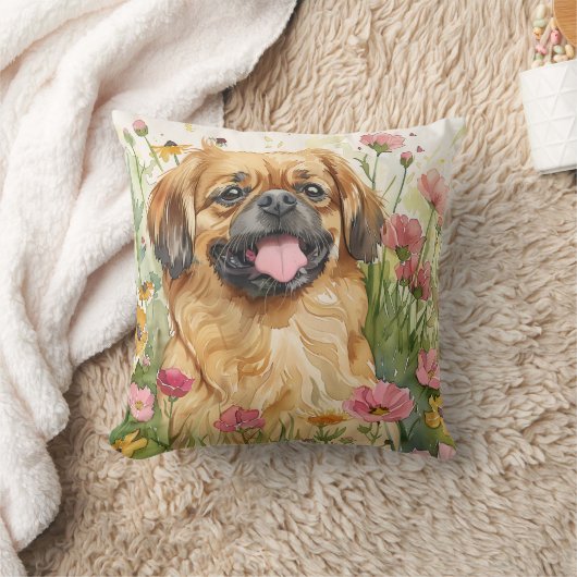 Pekingese Throw Pillow – Watercolor Kussen (Deken)