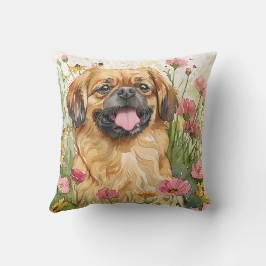 Pekingese Throw Pillow – Watercolor Kussen (Achterkant)