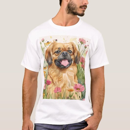Pekingese Vader T-shirt – Waterverf (Voorkant)