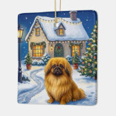 Pekingese Vakantie  Keramisch Ornament (Links)