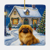 Pekingese Vakantie  Keramisch Ornament (Achterkant)