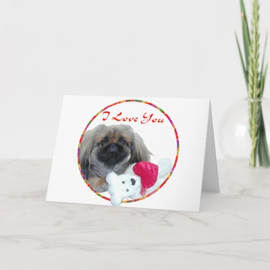 Pekingese Valentijn Feestdagen Kaart (Voorkant)