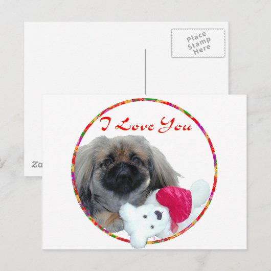 Pekingese Valentijn Feestdagenkaart (Voorkant / Achterkant)