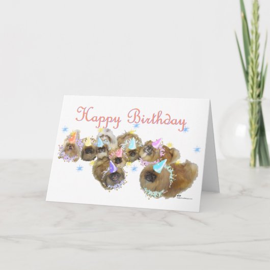 Pekingese Verjaardagsfeest Kaart (Voorkant)