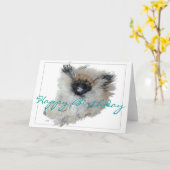 Pekingese verjaardagskaart kaart (Gele Bloem)