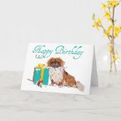 Pekingese Verjaardagskaart Kaart (Gele Bloem)