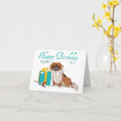 Pekingese verjaardagskaart kaart (Gele Bloem)