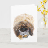 Pekingese Wenskaart Kaart (Gele Bloem)