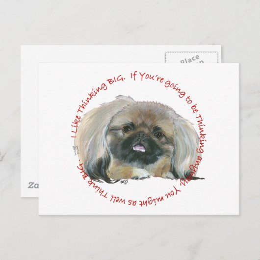Pekingese Wisdom - Dinking BIG Briefkaart (Voorkant / Achterkant)
