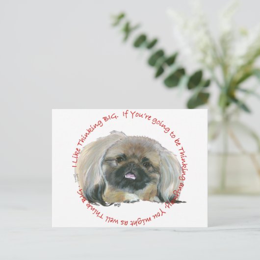 Pekingese Wisdom - Dinking BIG Briefkaart (Staand voorkant)