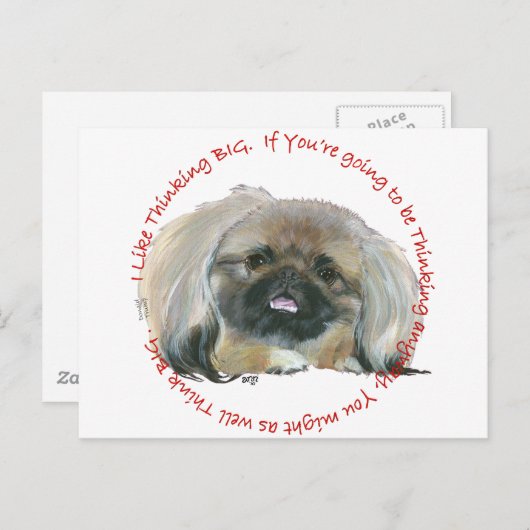 Pekingese Wisdom - Dinking BIG Briefkaart (Voorkant / Achterkant)