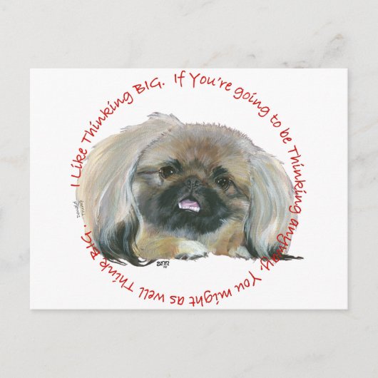 Pekingese Wisdom - Dinking BIG Briefkaart (Voorkant)