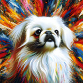 Pekingese witte acryl print | Kleurrijk | Levendig Legpuzzel