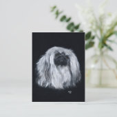Pekingese Zwart & Wit Briefkaart (Staand voorkant)