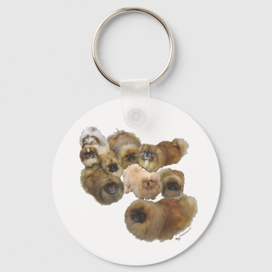 Pekingezen Groep Sleutelhanger (Voorkant)