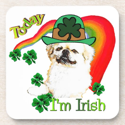 Pekingnese St Patricks Bier Onderzetter (Voorkant)