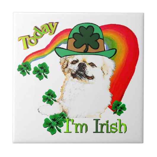 Pekingnese St Patricks Tegeltje (Voorkant)