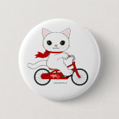 Peko de witte kat ronde button 5,7 cm (Voorkant)