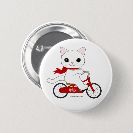 Peko de witte kat ronde button 5,7 cm (Voorkant /achterkant)