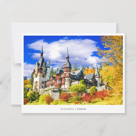 Peles Castle, het beroemde najaarslandschap in Roe Feestdagenkaart (Voorkant)