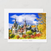 Peles Castle, het beroemde najaarslandschap in Roe Feestdagenkaart (Voorkant / Achterkant)