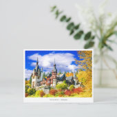 Peles Castle, het beroemde najaarslandschap in Roe Feestdagenkaart (Staand voorkant)