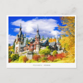 Peles Castle, het beroemde najaarslandschap in Roe Feestdagenkaart (Voorkant)