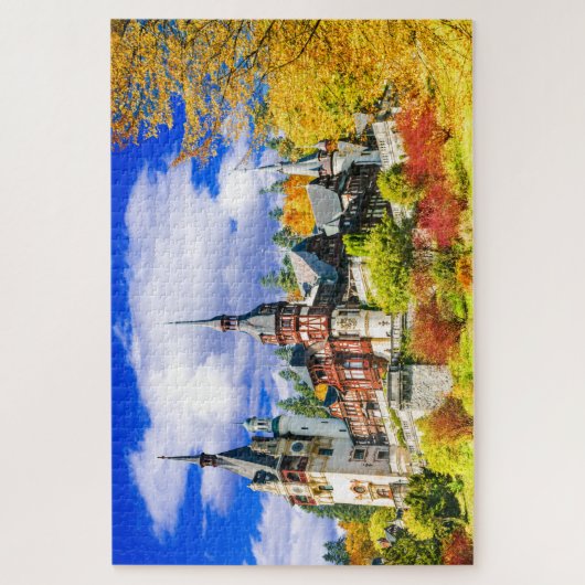 Peles Castle, het beroemde najaarslandschap in Roe Legpuzzel (Verticaal)
