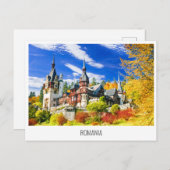 Peles Castle, Roemeens Briefkaart voor reisvakanti (Voorkant / Achterkant)