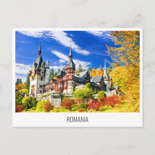Peles Castle, Roemeens Briefkaart voor reisvakanti (Voorkant)