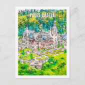 Peles Castle Roemenië Beroemde Reis Waterverf Briefkaart (Voorkant)