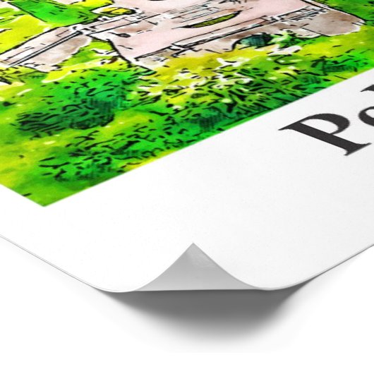 Peles Castle Roemenië Reizen Waterverf Hand geteke Poster (Hoek)