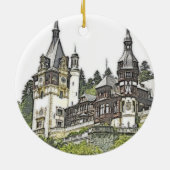 Peles Castle Romania Kerstfeestdag Keramisch Ornament (Achterkant)