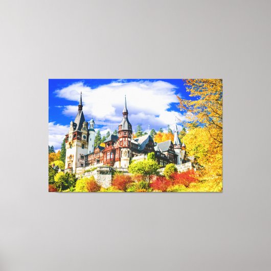 Peles castle Sinaia Canvas Afdruk (Voorkant)