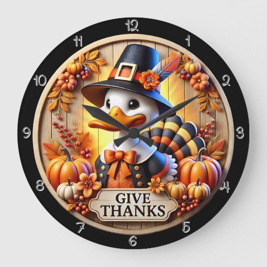 Pelgrim eend geeft Bedankt teken Grote Klok (Voorkant)