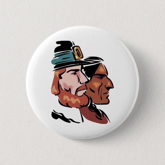 pelgrim en eigen ronde button 5,7 cm (Voorkant)