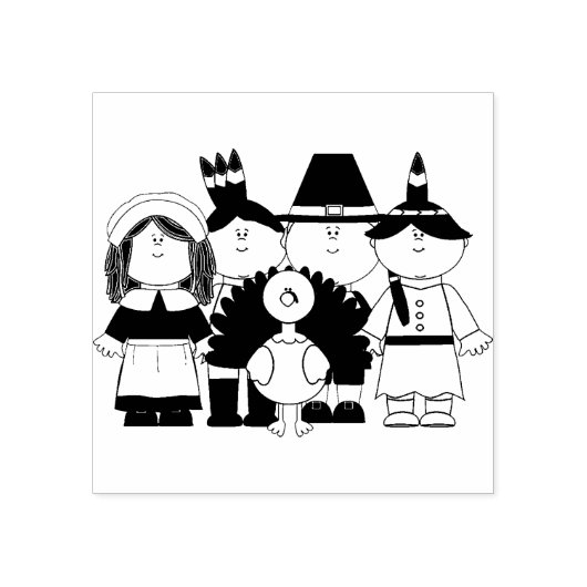 Pelgrim familie rubberstempel (Afrduk)