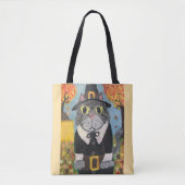 Pelgrim Folk Art Thanksgiving Katten Dubbele Zijde Tote Bag (Voorkant)