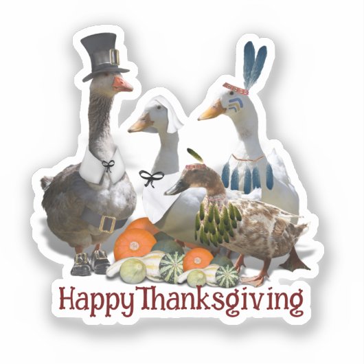 Pelgrim Gans Eenden Thanksgiving  Sticker (Voorkant)