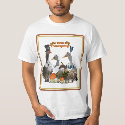 Pelgrim Gans en Eenden Thanksgiving T-shirt (Voorkant)