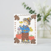 Pelgrim jongen 1 ansichtkaart feestdagenkaart (Staand voorkant)