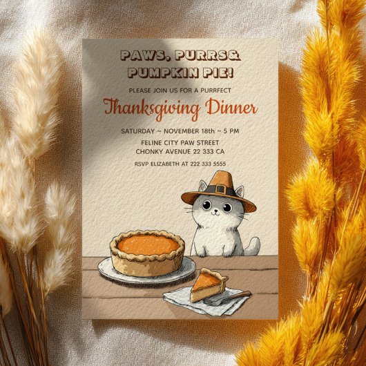 Pelgrim Kat Purrfecte Grappige Thanksgiving-diner Kaart