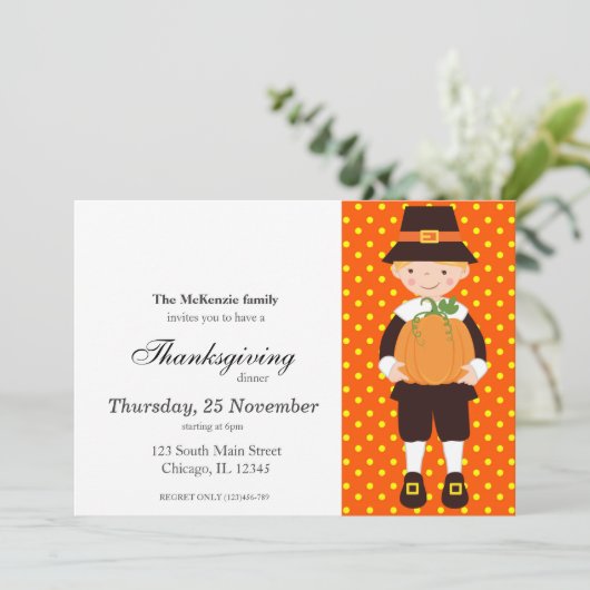 Pelgrim Kinder Thanksgiving Kaart (Staand voorkant)