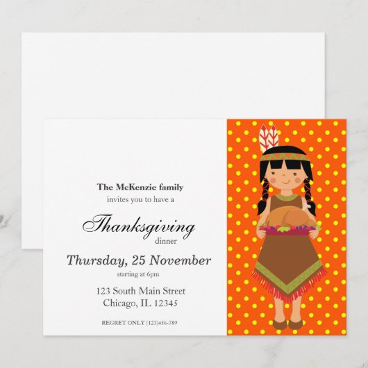 Pelgrim Kinder Thanksgiving Kaart (Voorkant / Achterkant)